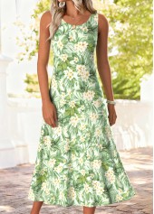 Light Green Tummy Coverage Floral Print Dress and Cardigan | thumb picture 