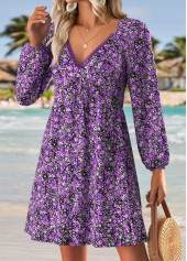 Purple Tummy Coverage Ditsy Floral Print Short Dress | thumb picture 