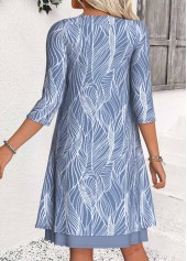 Dusty Blue Tummy Coverage 3/4 Sleeve Dress and Cardigan | thumb picture 