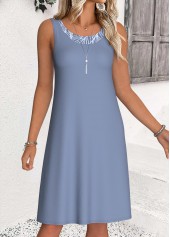 Dusty Blue Tummy Coverage 3/4 Sleeve Dress and Cardigan | thumb picture 