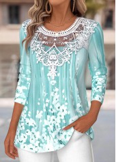 Cyan Tummy Coverage Floral Print Long Sleeve T Shirt | thumb picture 