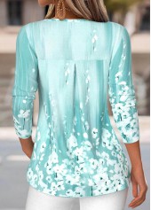 Cyan Tummy Coverage Floral Print Long Sleeve T Shirt | thumb picture 