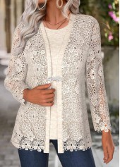 Light Camel Tummy Coverage Long Sleeve Cardigan