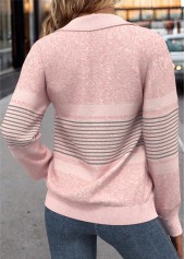 Light Pink Tummy Coverage Striped Long Sleeve Sweatshirt | thumb picture 
