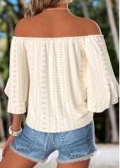 Beige Tummy Coverage Half Sleeve Off Shoulder Blouse | thumb picture 