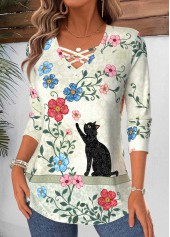 Multi Color Tummy Coverage Animal Print T Shirt | thumb picture 