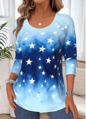 Blue Tummy Coverage Ombre Long Sleeve T Shirt | thumb picture 