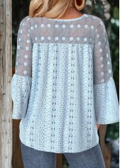 Light Blue Tummy Coverage 3/4 Sleeve V Neck Blouse | thumb picture 