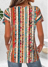 Multi Color Tummy Coverage Tribal Print T Shirt | thumb picture 