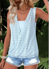 Light Blue Tummy Coverage Sleeveless Tank Top