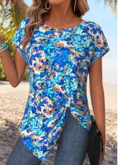 Blue Tummy Coverage Tie Dye Print T Shirt | thumb picture 