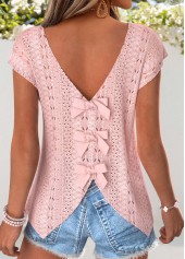 Light Pink Tummy Coverage Short Sleeve T Shirt