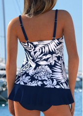 Tummy Coverage Mid Waisted Floral Print Navy Tankini Set | thumb picture 