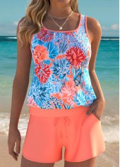 Tummy Coverage Mid Waisted Marine Life Print Tankini Set