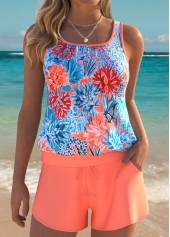 Tummy Coverage Mid Waisted Marine Life Print Tankini Set