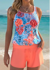 Tummy Coverage Mid Waisted Marine Life Print Tankini Set | thumb picture 