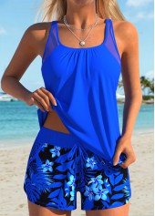 Tummy Coverage Mid Waisted Floral Print Tankini Set