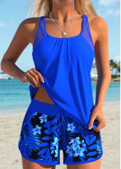 Tummy Coverage Mid Waisted Floral Print Tankini Set