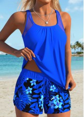 Tummy Coverage Mid Waisted Floral Print Tankini Set | thumb picture 