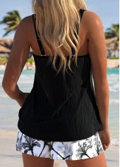 Tummy Coverage Mid Waisted Tropical Plants Print Tankini Set | thumb picture 