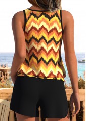Tummy Coverage Mid Waisted Chevron Print Yellow Tankini Set | thumb picture 
