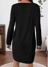 Black Tummy Coverage Long Sleeve V Neck Dress | thumb picture 