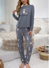 Dark Grey Long Sleeve Lounge Top and Pants | thumb picture 