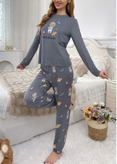 Dark Grey Long Sleeve Lounge Top and Pants | thumb picture 