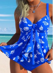 Tummy Coverage Mid Waisted Tropical Plants Print Tankini Set | thumb picture 