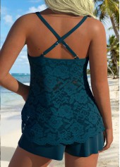 Pocket Mid Waisted Peacock Blue Tankini Set | thumb picture 