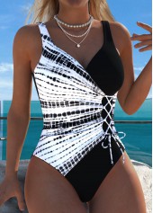 Pull On Tie Dye Print Black One Piece Swimwear | thumb picture 