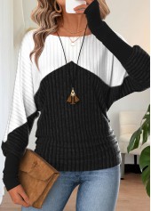 Black Tummy Coverage Long Sleeve Round Neck T Shirt