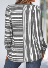 Dark Grey Marl Tummy Coverage Striped T Shirt | thumb picture 