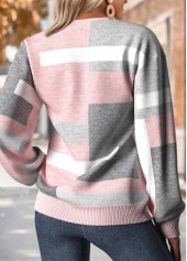 Light Pink Tummy Coverage Geometric Print Long Sleeve Sweatshirt | thumb picture 