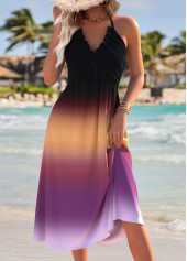 Multi Color Tummy Coverage Ombre Strappy Bandeau Dress
