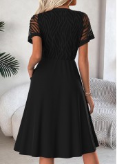 Black Tummy Coverage Short Sleeve Split Neck Dress | thumb picture 
