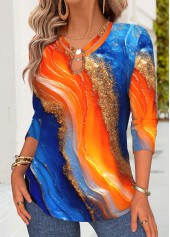 Multi Color Tummy Coverage Ombre Long Sleeve T Shirt | thumb picture 