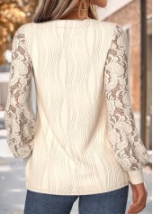 Beige Tummy Coverage Long Sleeve V Neck Sweatshirt | thumb picture 