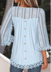 Light Blue Tummy Coverage 3/4 Sleeve T Shirt