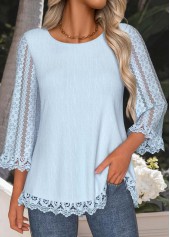 Light Blue Tummy Coverage 3/4 Sleeve T Shirt | thumb picture 