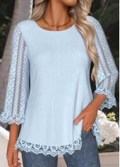 Light Blue Tummy Coverage 3/4 Sleeve T Shirt | thumb picture 