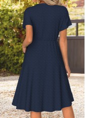 Navy Tummy Coverage Short Sleeve Split Neck Dress | thumb picture 