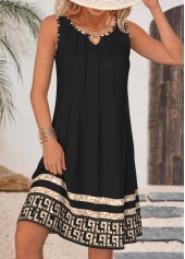 Black Tummy Coverage Tribal Print Sleeveless Round Neck Dress | thumb picture 