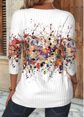 Multi Color Button Ombre Long Sleeve Split Neck Blouse | thumb picture 