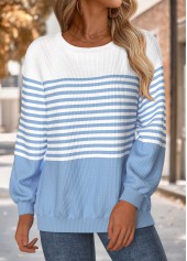 Multi Color Tummy Coverage Striped Long Sleeve Sweatshirt | thumb picture 