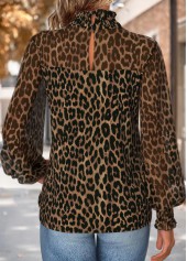 Multi Color Patchwork Leopard Long Sleeve T Shirt | thumb picture 