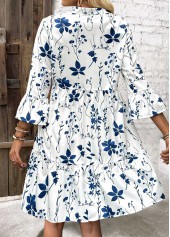 White Tummy Coverage Leaf Print A Line Dress | thumb picture 