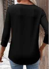 Black Tummy Coverage 3/4 Sleeve Round Neck T Shirt | thumb picture 