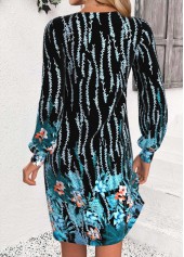 Multi Color Button Floral Print A Line Dress | thumb picture 