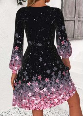 Multi Color Patchwork Floral Print Long Sleeve Dress | thumb picture 